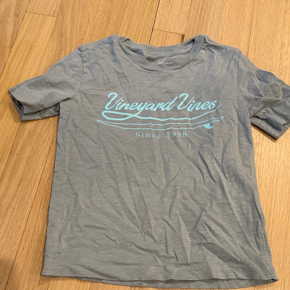 Vineyard Vines Light Gray Tee with Blue Logo